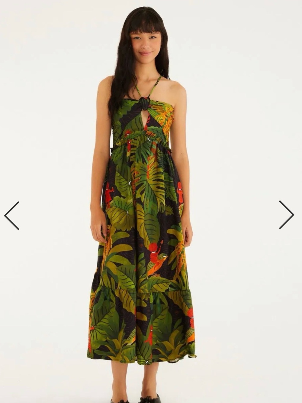 FARM Rio Tropical Backless Maxi Dress - Black, Green & Orange - Picture 3 of 3